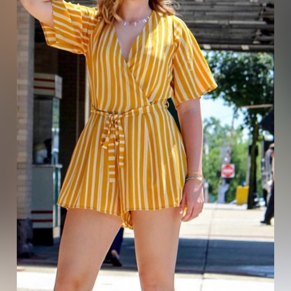 Yellow Striped Romper - Altar’d State - Picture 9 of 10